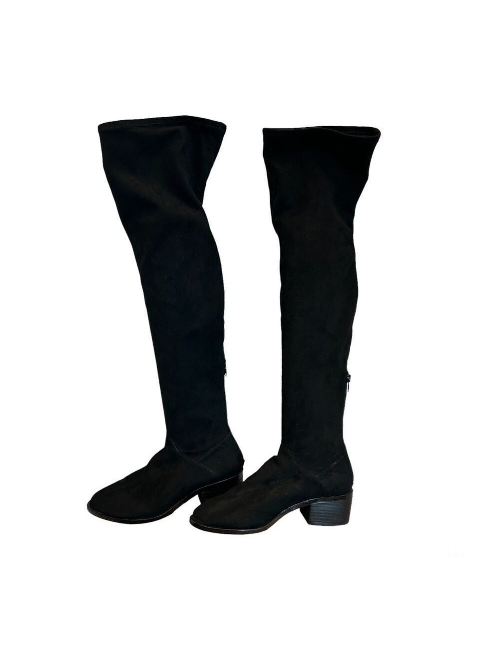 Steve Madden black faux suede knee-high flat Gabbie Boots Sz 6.5